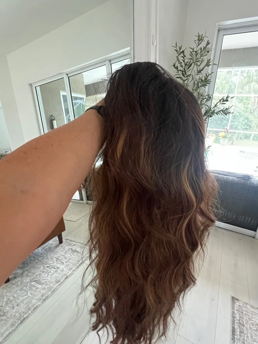 Long Wavy Black Middle-Part Synthetic Wig
